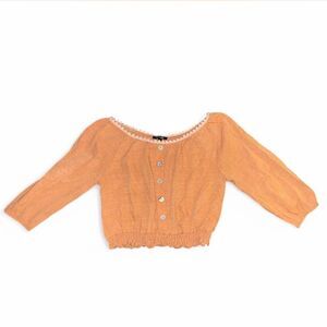 Papermoon orange cropped top with buttons and elastic waist Size M